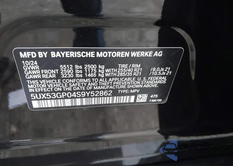 2025 BMW X3 30 xDrive from USA, damaged, VIN 5UX53GP04S9Y52862